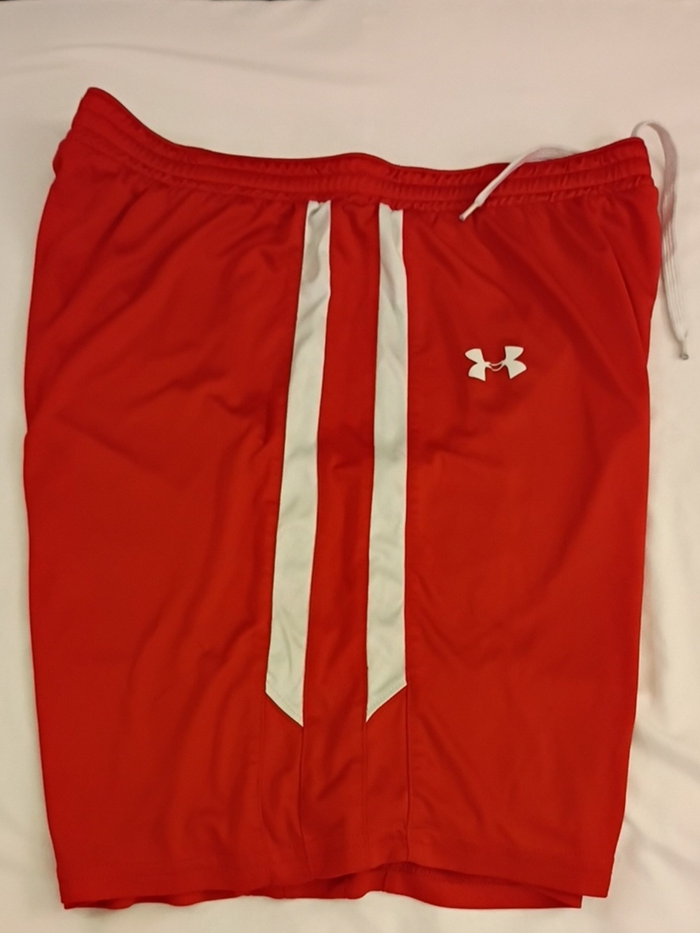 Under Armour Men’s Red Athletic Shorts with White Stripes